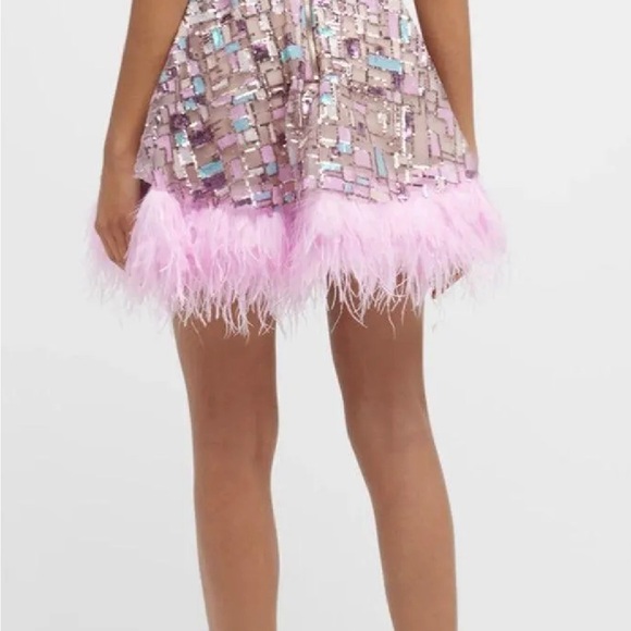 Bronx and Banco Mademoiselle Feather-Trim Minidress in pink. Only worn once! - Picture 4 of 4